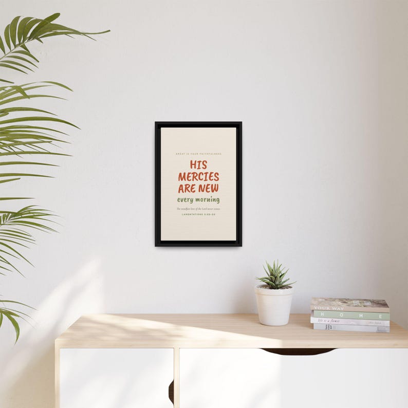 Zijn genade is elke ochtend nieuw | Klaagliederen 3:22-23 | Opvallende moderne christelijke muurdecoratie | Schrifttekst over dankbaarheid afbeelding 11
