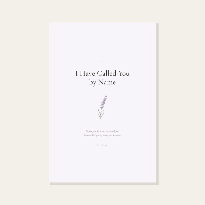 I Have Called You by Name Isaiah 43 1 Nursery Bible Verse Print Christian Nurser — close-up detail of typography and paper texture. This nursery christian scripture wall art print features beautiful serif typography on warm cream background. Isaiah 43 1 bible verse digital download printable for home office bedroom living room gallery wall decor. Perfect christian gift idea from TheFramedVerse ...