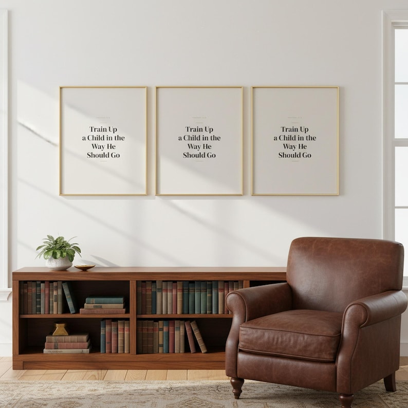 As For Me and My House We Will Serve the Lord Joshua 24:15 Wall Art Christian Fa — room setting mockup in cozy living space with complementary decor. This Fathers Day christian scripture wall art print features beautiful serif typography on warm cream background. Joshua 24:15 bible verse digital download printable for home office bedroom living room gallery wall decor. Perfect christian gift id...