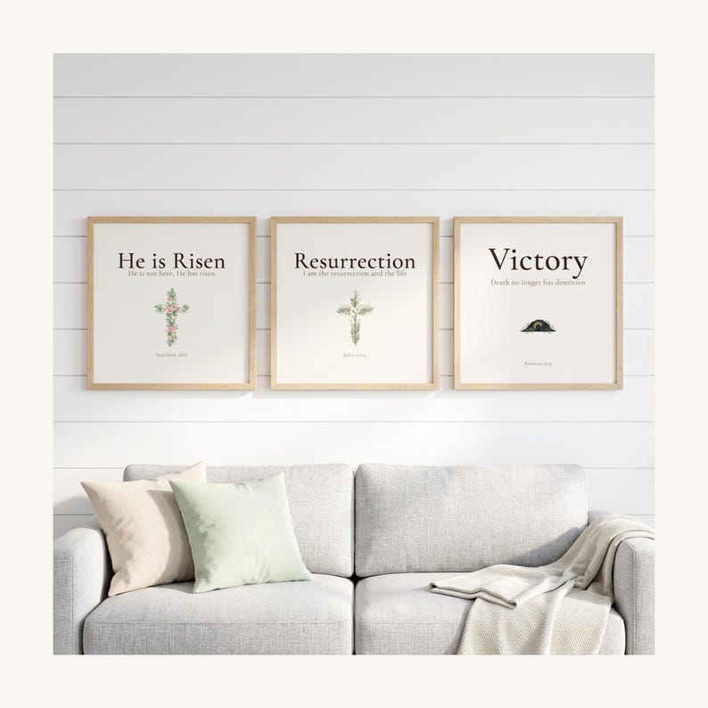 Christian Wall Art Bundle 25 Scripture Prints Bible Verse Printable Gallery Wall Set, in curated gallery wall collection of coordinated Christian scripture prints in matching aesthetic, photographed in beautiful close-up detail showing the premium glass frame reflection, the crisp typography and the intricate artistic details of the design