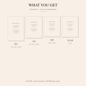What You Get - 4 print ratios (2:3, 3:4, 4:5, 11:14) for every standard frame size. Custom Christian Hymn Art Print, personalized hymn lyrics wall art, modern Christian wall art digital download, scripture print, pastor appreciation gift, Bible verse art, customized Christian artwork, printable hymn poster