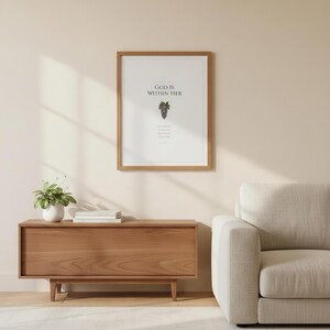 Mothers Day Scripture Wall Art Set of 3 Proverbs 31 25 Christian Mom Gift Bible, in elegant Mother's Day design with soft pink watercolor botanical flowers and graceful serif typography, displayed in a bright modern entryway next to a coat rack with natural greenery, serving as welcoming faith-filled home decor