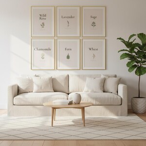 Vintage Botanical Print Set, Neutral Floral Gallery Wall Art (Digital Download) — front facing framed mockup on clean white wall with shadow. This botanical, vintage christian scripture wall art print features beautiful serif typography on warm cream background. digital download printable for home office bedroom living room gallery wall decor. Perfect christian gift idea from TheFramedVerse on ...