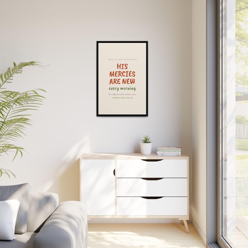 Zijn genade is elke ochtend nieuw | Klaagliederen 3:22-23 | Opvallende moderne christelijke muurdecoratie | Schrifttekst over dankbaarheid afbeelding 7