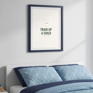 Christian Boys Room Wall Art Set of 6 Bible Verse Prints Navy Adventure Scriptur — room setting mockup in cozy living space with complementary decor. This nursery, navy blue christian scripture wall art print features beautiful serif typography on warm cream background. digital download printable for home office bedroom living room gallery wall decor. Perfect christian gift idea from TheFramedV...