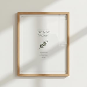 Do Not Worry & Consider the Lilies Matthew 6 Sage Green Scripture Wall Art Print | Christian Bible Verse Digital Download
