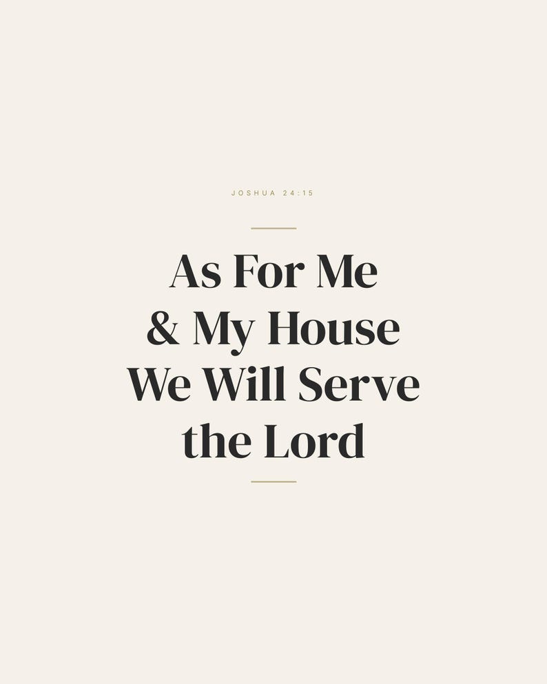 As For Me and My House We Will Serve the Lord Joshua 24:15 Wall Art Christian Fa — hero framed product shot with glass reflection and premium frame. This Fathers Day christian scripture wall art print features beautiful serif typography on warm cream background. Joshua 24:15 bible verse digital download printable for home office bedroom living room gallery wall decor. Perfect christian gift ide...