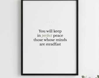 Isaiah 26:3 Wall Art You Will Keep in Perfect Peace Minimalist Scripture Print Bible Verse Printable Christian Home Decor