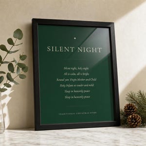 A Savior Is Born Scripture Print | Luke 2:11 Christmas Wall Art | Dark Green Minimalist Nativity Printable image 3