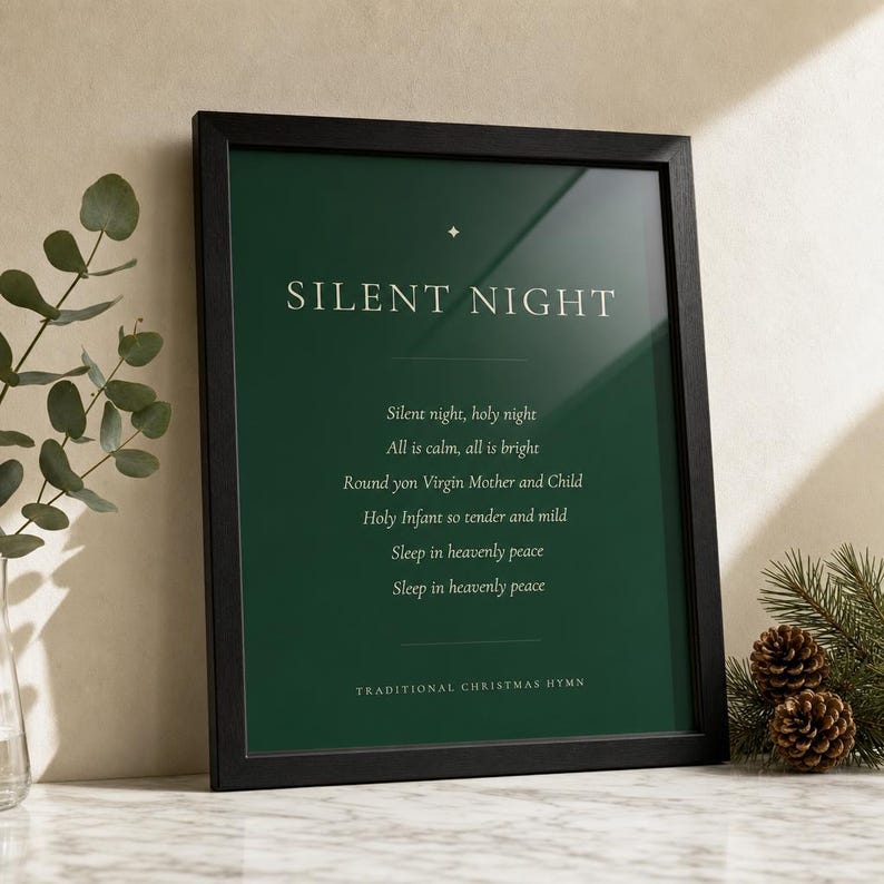 A Savior Is Born Scripture Print | Luke 2:11 Christmas Wall Art | Dark Green Minimalist Nativity Printable image 3