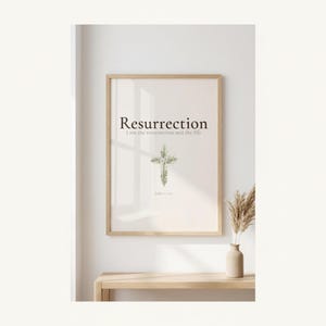 He is Risen Easter Wall Art, Floral Cross Scripture Print, in beautiful floral cross composed of spring roses, greenery and wildflowers, presented showing all included print sizes — 5x7, 8x10, 11x14, 16x20, A4 and A3 — each in crisp JPG and PDF format at professional 300 DPI resolution for sharp printing at home or any local print shop
