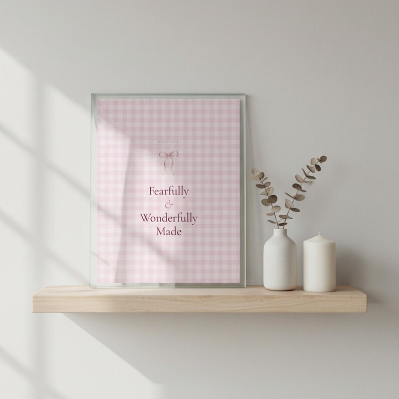 Pink Coquette Christian Wall Art Set of 9 Bible Verse Scripture Print Blush Flor — additional styled mockup view image 10 of 11. This coquette bow, botanical, pink blush christian scripture wall art print features beautiful serif typography on warm cream background. digital download printable for home office bedroom living room gallery wall decor. Perfect christian gift idea from TheFramedVerse...