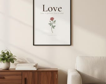 Love Fruit of the Spirit Wall Art, Galatians 5:22-23 Botanical Bible Verse, Christian Home Decor Gift