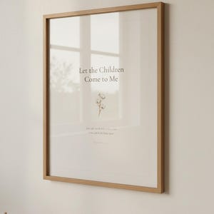 Nursery Bible Verse Wall Art Set of 6 Printable Christian Scripture Prints, in gentle sage green nursery design with soft botanical watercolor illustration and calming earth tones, displayed in a bright modern entryway next to a coat rack with natural greenery, serving as welcoming faith-filled home decor