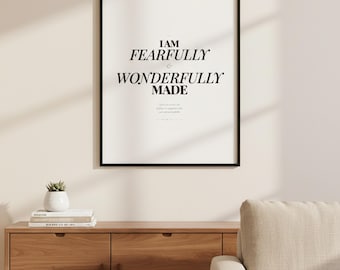 Psalm 139:14 Wall Art, Fearfully and Wonderfully Made, Nursery Scripture Print, Baptism Gift Baby Shower