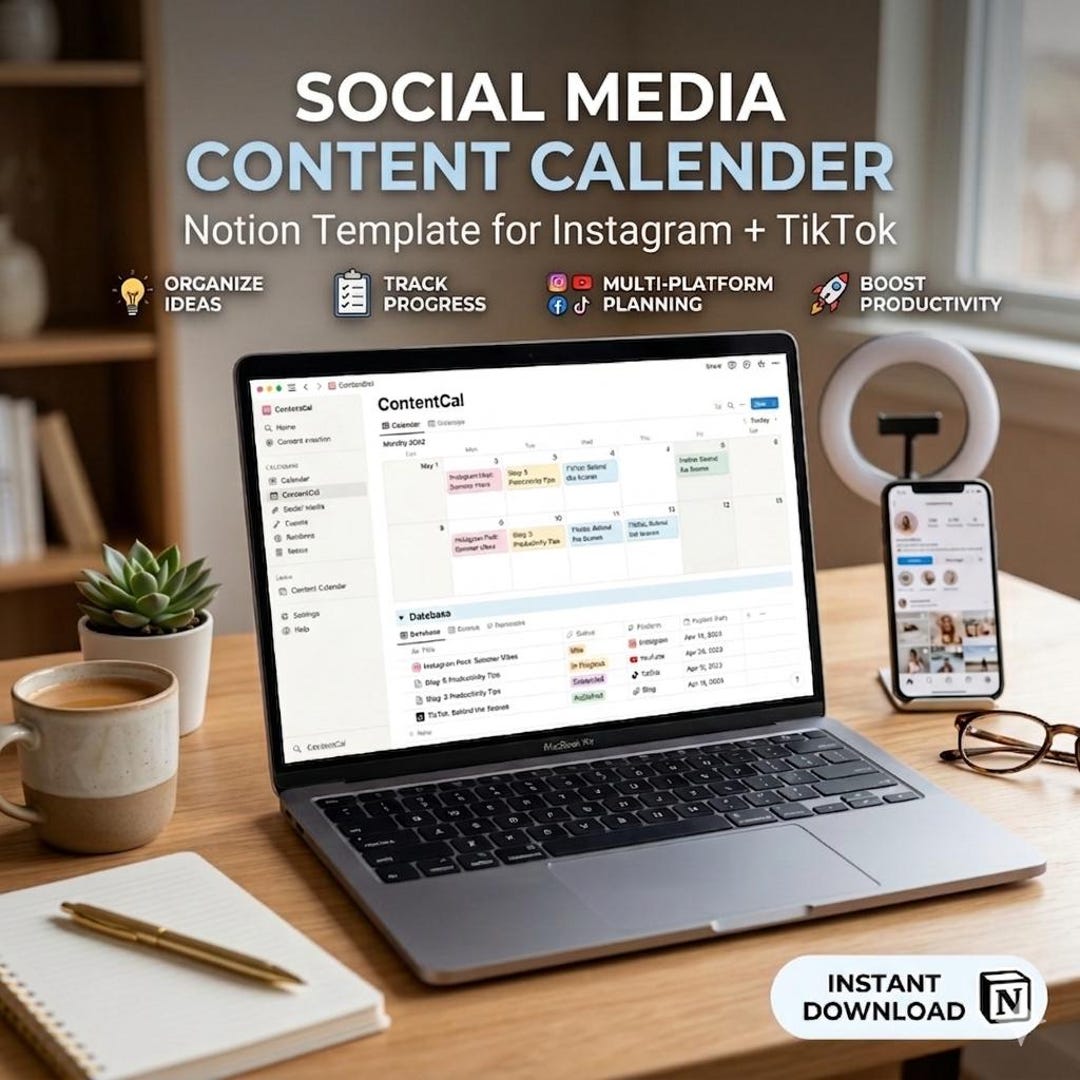 Notion Content Calendar Template for Social Media Managers | Instagram ...