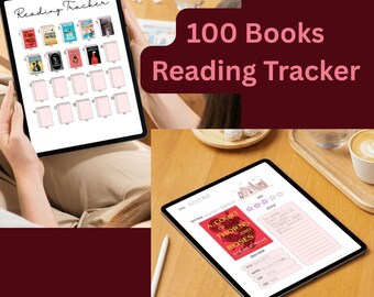 Digital Book Tracker – Track 100 Books | Reading Journal | Book Log | Printable download
