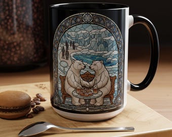 Silly Polar Bear Gift, Stained Glass Look, Zoo Lover Coffee Mug