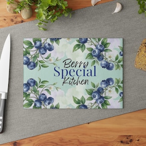 Berry Special Kitchen Glass Cutting Board Blueberry Floral Countertop Blueberry Cutting Board Gift
