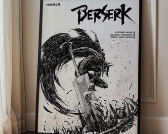 Berserk Anime Poster, Minimalist Manga Wall Art, Japanese Style Decor, Vintage Retro Anime Print, Seinen Otaku Gift, Aesthetic Room Decor