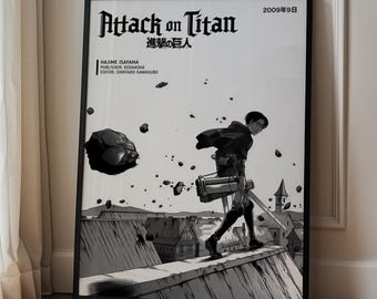 Titan Anime / Manga Poster, Minimalist Japanese Style Wall Art, Dark Fantasy Anime Print, Otaku Room Decor, Vintage Retro Anime Gift