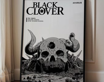 Clover Anime / Manga Poster, Minimalist Japanese Style Wall Art, Magic Fantasy Anime Print, Aesthetic Otaku Room Decor