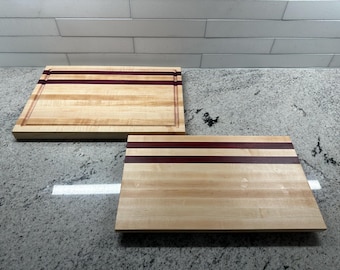 Juego de tablas para cortar y servir de madera de palo morado y arce.