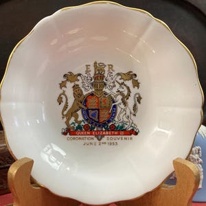 Queen Elizabeth II Coronation Trinket Dish, Adderley Bone China, 1953 Royal Souvenir Bowl