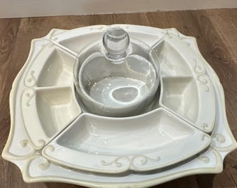 プリンセスハウス パビリオン セラミック サービングトレイセット 6点セット スクエア型ガラス蓋付き