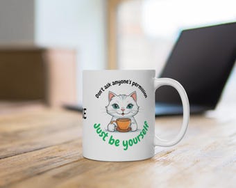 Personalized cat mug, Cat Coffee Mug with Motivational Phrase - Ceramic Mug 11oz and 15oz, personalized name coffee cup