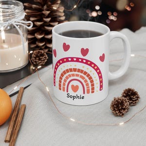 Love Rainbow Mug | Heart Pattern Ceramic Mug, 11oz or 15oz