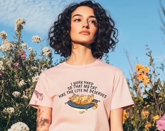 Lazy Orange Cat on cushion T-Shirt, Funny cat t-shirt, For cat lovers, casual cat top