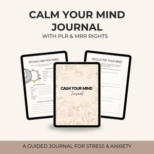 Calm Your Mind Journal MRR PLR, Anxiety Relief Workbook, Mental Reset Planner, Self Care Journal Printable, Daily Reflection & Habit Tracker