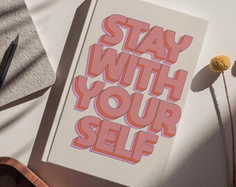 Retro 70s Hardcover Journal — 100 lined pages — Stay with Yourself