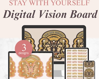 Retro Feminine DIGITAL VISION BOARD Screensavers | 3 Designs for phone, tablet + computer (downloadable)