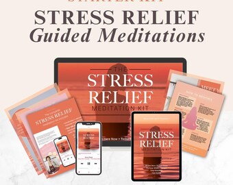 STRESS RELIEF Meditation Kit | Guided Audio, Journal, Cue Cards (Downloadable)