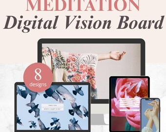 Digital MEDITATION VISION BOARD Screensavers | 8 Designs for phone, tablet + computer (downloadable)