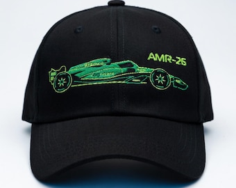 Aston Martin F1 cap in embroidered design of the 2026 race car AMR-26. Collectable Item