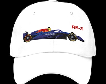 RedBull F1 Cap in embroidered design of the RB-21 race car. Collectable Item