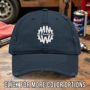 Embroidered Hat | Distressed Look Cap | Mic's MotorWear Logo | Est. 2026