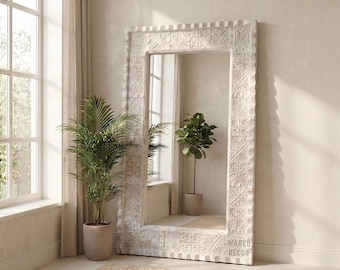 Moroccan Hand Carved Wooden Mirror