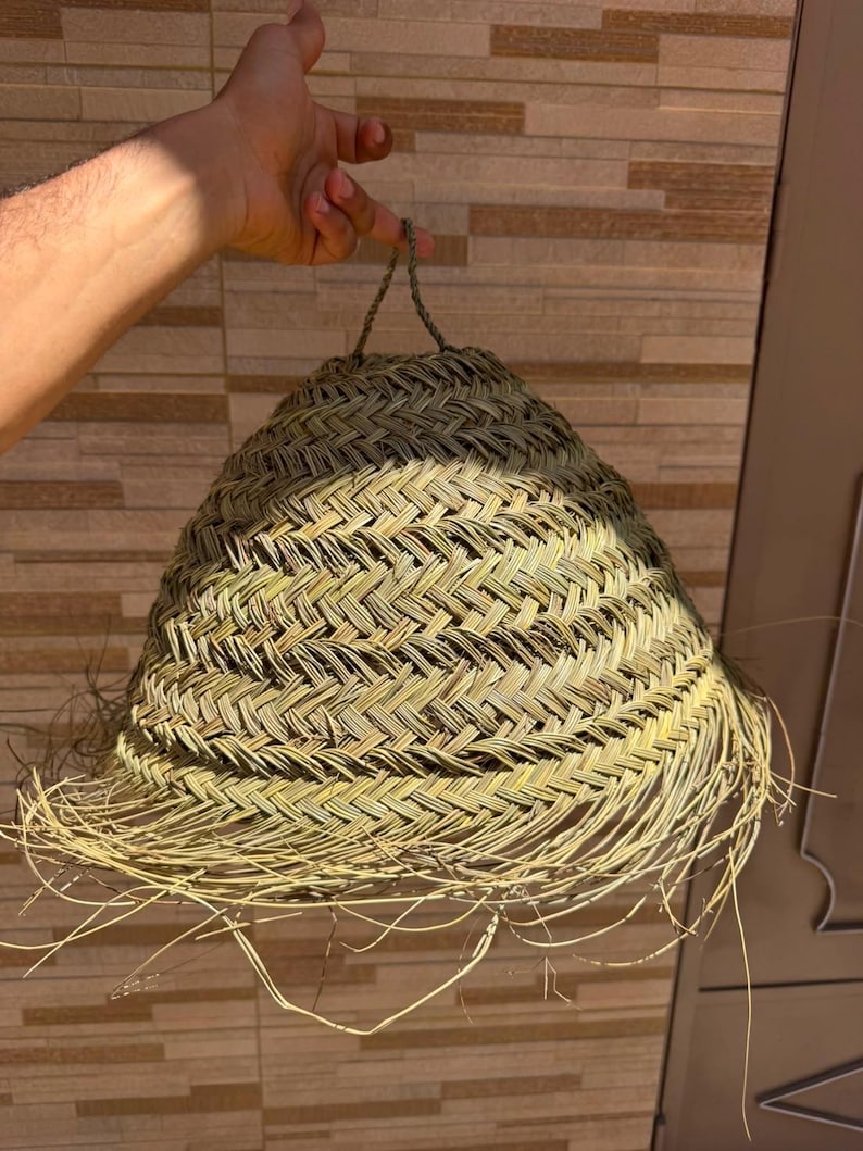 Handwoven Straw Pendant Light, Moroccan Spherical Chandelier, Natural Rattan Hanging Shade image 9