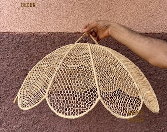 Handwoven Straw Pendant Light, Moroccan Spherical Chandelier, Natural Rattan Hanging Shade
