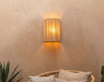 Handcrafted Raffia Wall Sconce: Moroccan Decor Lighting