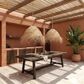 Handwoven Straw Pendant Light, Moroccan Spherical Chandelier, Natural Rattan Hanging Shade