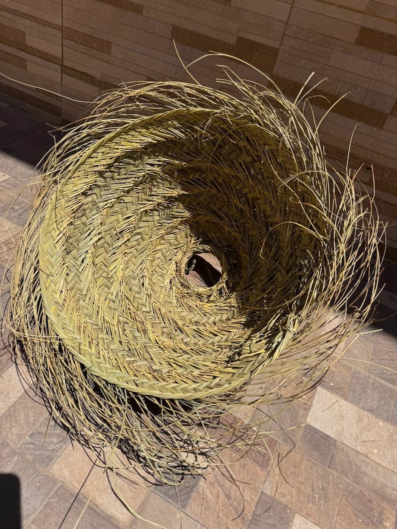 Handwoven Straw Pendant Light, Moroccan Spherical Chandelier, Natural Rattan Hanging Shade image 2