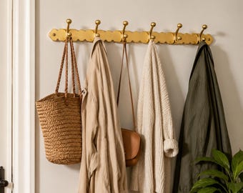 Brass Wall Hook with Durable Cast for Hanging Clothes, Towels, Accessories