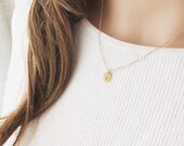 Oval Initial Necklace, 14K Solid Gold Initial Necklace, Fine Jewelry, Initial Necklace, Everyday Jewelry, Personalized Gift,