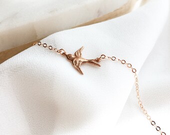 Rose Gold Plated Bird charm -RSGLD-140 38x24mm Rose Gold Plate brass bird necklace pendants