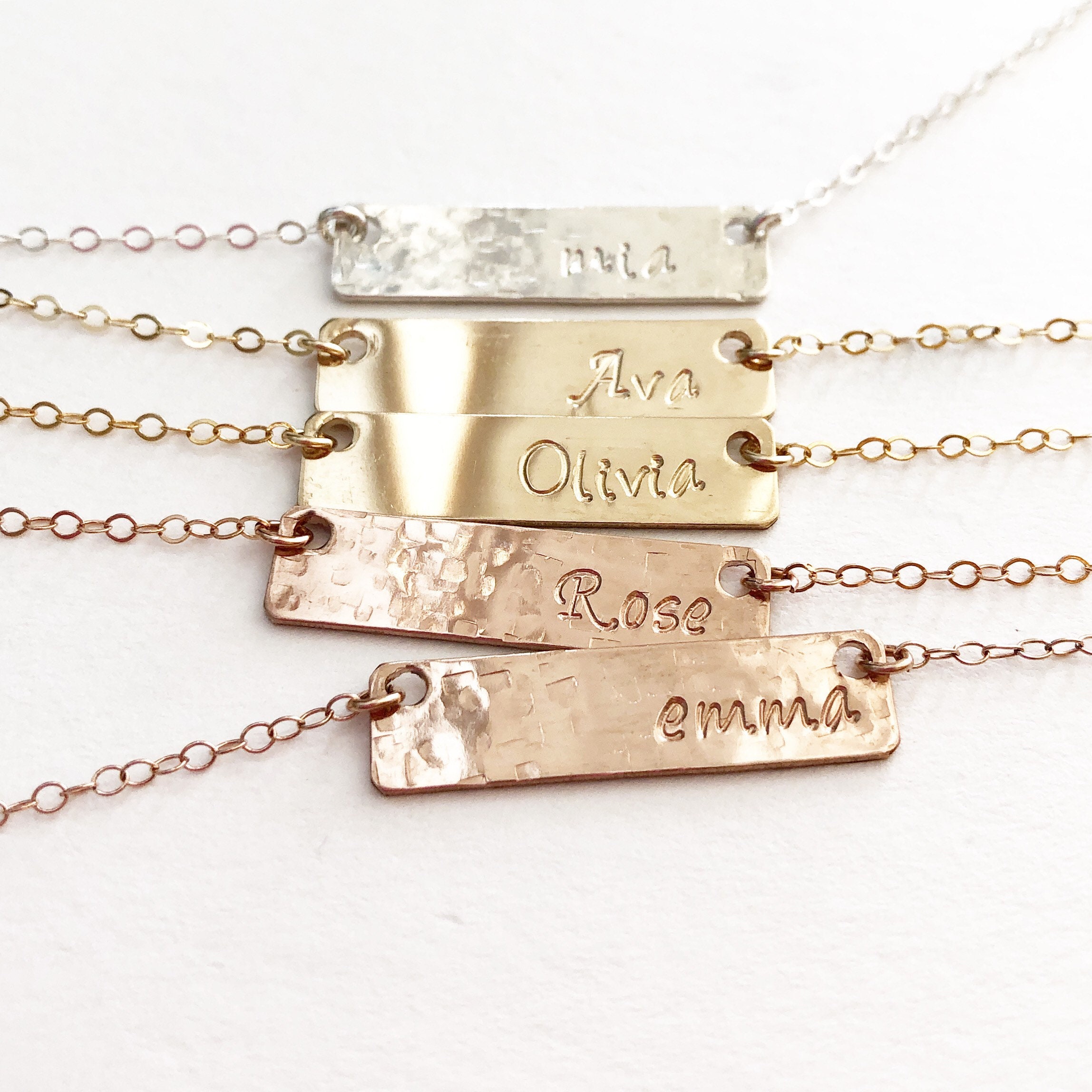Bar Necklace Personalized Bar Necklace Bar Necklace Custom Etsy